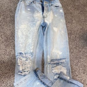 URBAN OUTFITTERS- jeans, blue and white washed (can that way), small knee rips